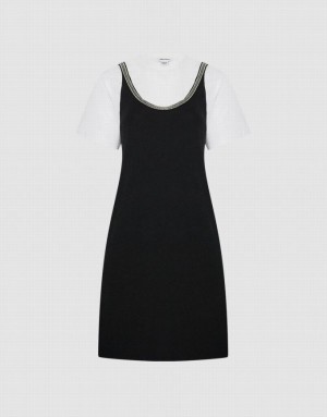 Black Urban Revivo 2 In 1 Women's Knitted Dress | 07863YUFQ