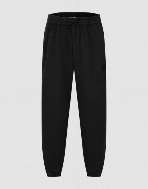 Black Urban Revivo Drawstring Waist Men's Joggers | 89162BIJY