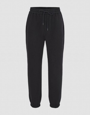 Black Urban Revivo Elastic Waist Men's Joggers | 81032RNOU