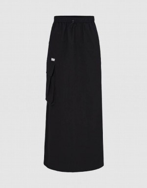 Black Urban Revivo Elastic Waist Midi Straight Women's Skirts | 28763SKUD