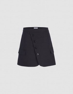 Black Urban Revivo Fake Pockets Mini A-Line Women's Skirts | 56931SBQA