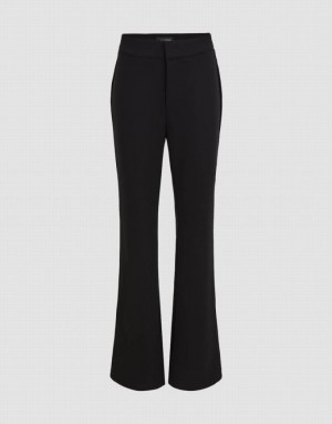 Black Urban Revivo Knitted Flare Women's Pants | 25613POEX