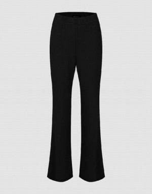 Black Urban Revivo Knitted Flare Women's Pants | 30152CXWK