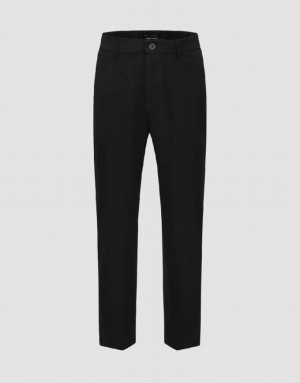 Black Urban Revivo Loose Straight Men's Pants | 85432LPOR