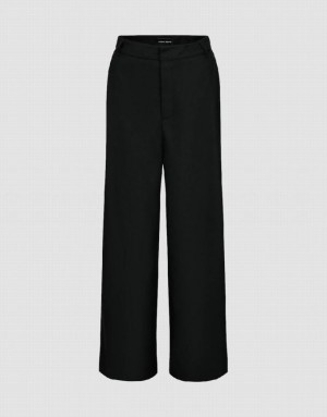 Black Urban Revivo Loose Straight Women's Pants | 82453DUOM