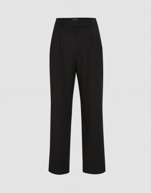 Black Urban Revivo Loose Straight Women's Pants | 23196RGXU