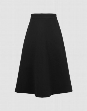 Black Urban Revivo Midi A-Line Women's Skirts | 97830WEHM