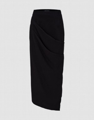 Black Urban Revivo Midi Skinny-Fit Women's Skirts | 76489YKPM