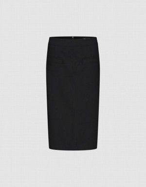 Black Urban Revivo Midi Straight Women's Skirts | 34012CASR