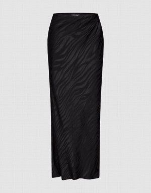 Black Urban Revivo Midi Straight Women's Skirts | 92106ODCI