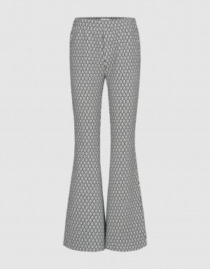 Black Urban Revivo Monogram Knitted Flare Women's Pants | 37062FGKM