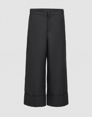 Black Urban Revivo One Pocket Wide Leg Women's Pants | 51340EXVK