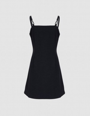 Black Urban Revivo Plain Cami Women's Denim Dress | 21734MVFB