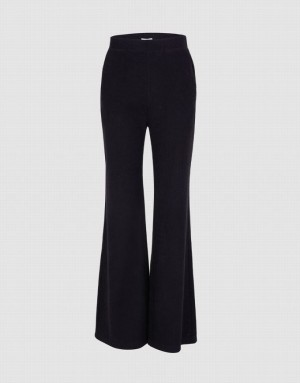 Black Urban Revivo Plain Flare Leg Women's Pants | 98165NLDE