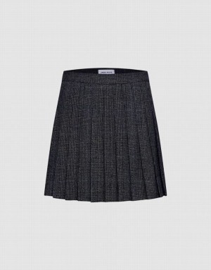 Black Urban Revivo Pleated A-Line Women's Skirts | 54817XMLN