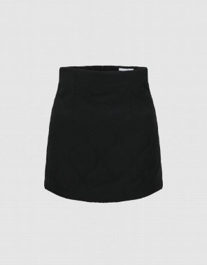 Black Urban Revivo Quilted Mini A-Line Women's Skirts | 09643VKRY