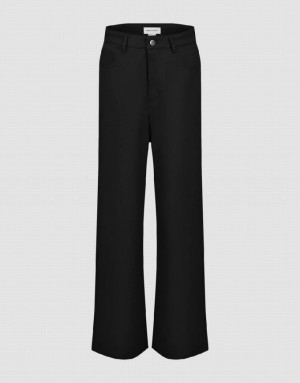 Black Urban Revivo Regular Flare Women's Pants | 74628DFAC