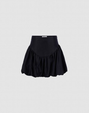 Black Urban Revivo Ruffle A-Line Women's Skirts | 17053MTPO