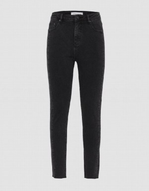 Black Urban Revivo Skinny Women's Jeans | 51472GQVH