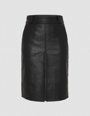 Black Urban Revivo Split Hem Midi Straight Women's Skirts | 64587PJHS