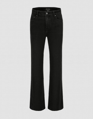 Black Urban Revivo Straight Women's Jeans | 32609WXKR