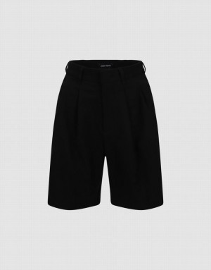 Black Urban Revivo Tailored Regular Women's Shorts | 97263ARQH