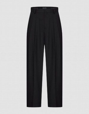 Black Urban Revivo Tailored Wide-Leg Women's Pants | 13967USYE