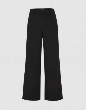 Black Urban Revivo Tailored Wide-Leg Women's Pants | 52374FJXE