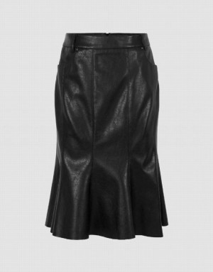 Black Urban Revivo Vegan Leather Mini Fishtail Women's Skirts | 91576DILJ