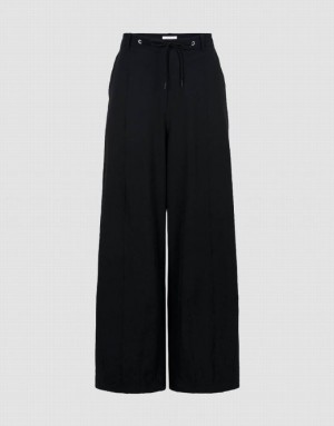 Black Urban Revivo Wide-Leg Men's Pants | 32687YVJZ