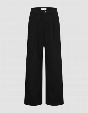 Black Urban Revivo Wide-Leg Men's Pants | 69203CBGA