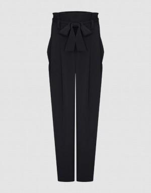 Black Urban Revivo Wide-Leg With Belt Women's Pants | 27581OUCY