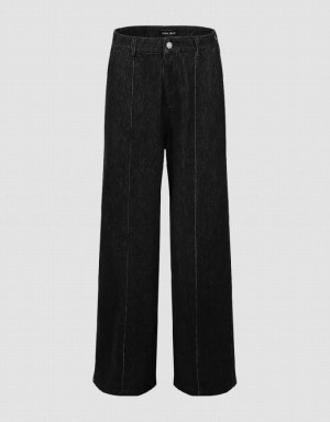 Black Urban Revivo Wide-Leg Women's Jeans | 89456NGLQ