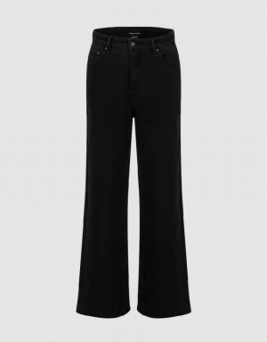 Black Urban Revivo Wide-Leg Women's Jeans | 95721ZDCB