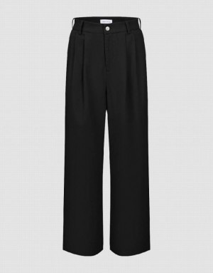 Black Urban Revivo Wide-Leg Women's Pants | 56703UKPZ