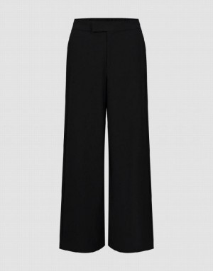 Black Urban Revivo Wide-Leg Women's Pants | 29374FVQM