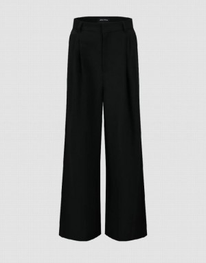 Black Urban Revivo Wide-Leg Women's Pants | 43901GFUL