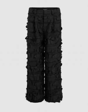 Black Urban Revivo Wide-Leg Women's Pants | 82365HCKJ