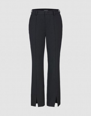 Black Urban Revivo Woven Long Straight Women's Pants | 62748CRHX