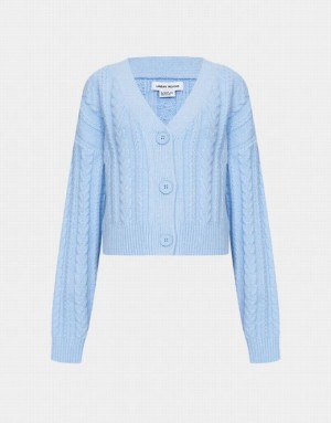 Blue Urban Revivo Cable Knit Button Up Women's Cardigan | 19347CNXU