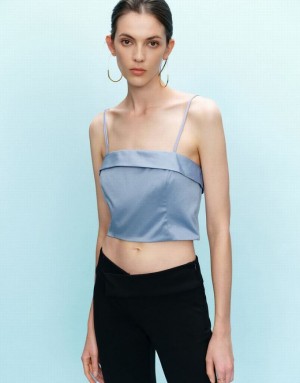 Blue Urban Revivo Cropped Women's Camisole | 47653CNRJ