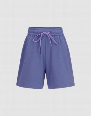 Blue Urban Revivo Drawstring Waist Women's Shorts | 63021RKPW