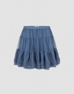 Blue Urban Revivo Elastic Waist Mini A-Line Women's Skirts | 48930JKPL