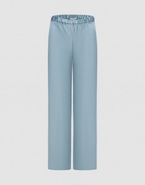 Blue Urban Revivo Elastic Waist Wide Leg Women's Pants | 24370TRHE