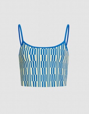 Blue Urban Revivo Geo Pattern Knitted Women's Camisole | 20176HGMJ