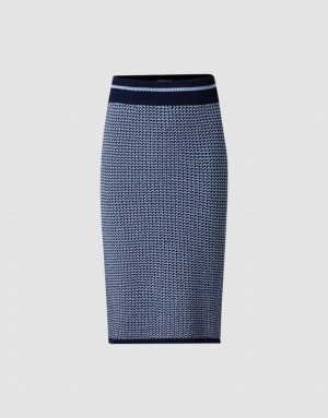 Blue Urban Revivo High Waist Knitted Women's Skirts | 49501BNRA