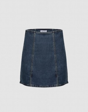 Blue Urban Revivo Mini A-Line Women's Denim Skirt | 50926BVUZ