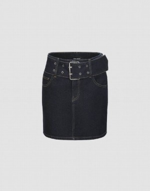 Blue Urban Revivo Mini Skinny Women's Denim Skirt | 29714MUEB