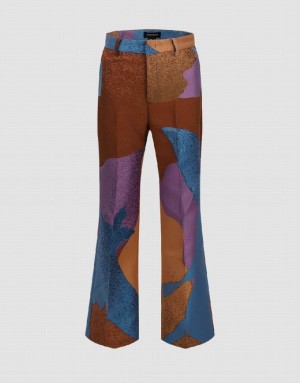 Blue Urban Revivo Printed Flare Women's Pants | 29836ABCD