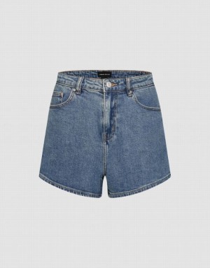 Blue Urban Revivo Regular Women's Denim Shorts | 93786RIDN